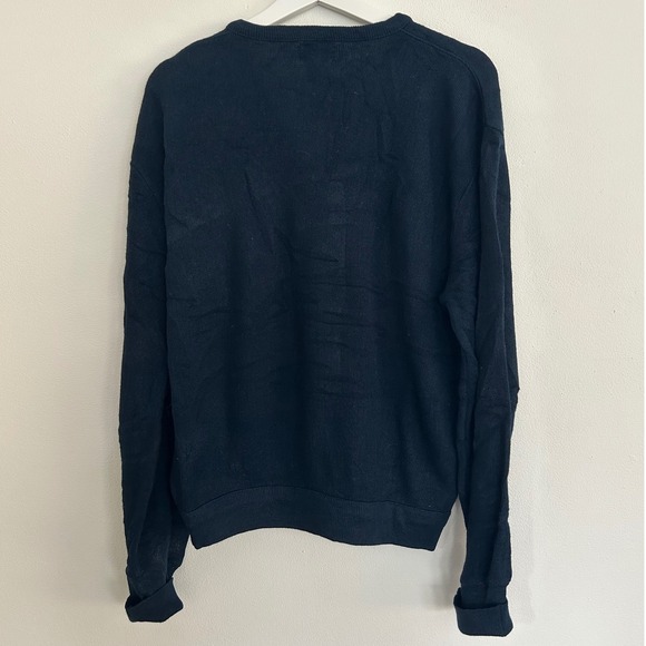 IZOD Lacoste V Neck Sweater Navy Blue Acrylic XL Long Sleeve Embroidered Croc - Picture 2 of 5